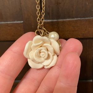 Ivory Rose Pendant Necklace